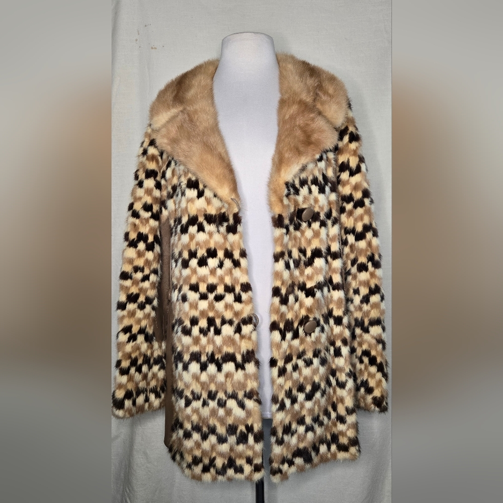 Vintage 70s Emba Pearl Mink Jacket- Natural Pale Beige And Leather